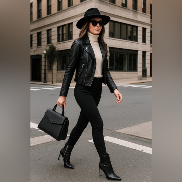 MICHAEL Michael Kors Black Leather Ankle Boots with Silver Heel Size 6.5M NWB - Picture 3 of 12